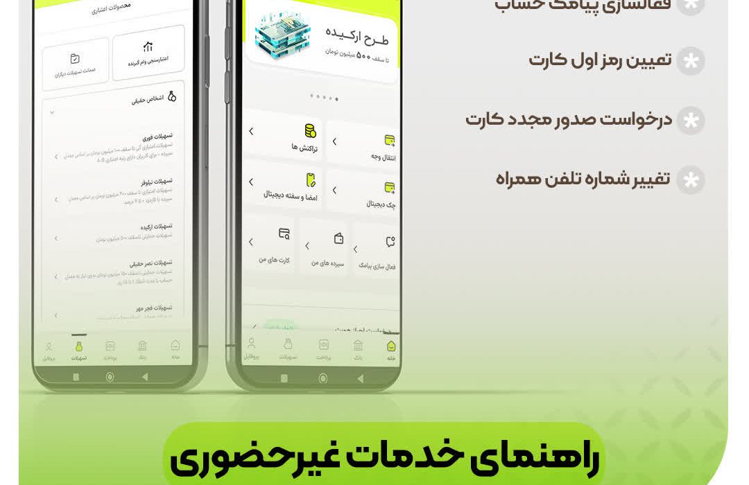 خدمات غیر حضوری بانک مهر ایران