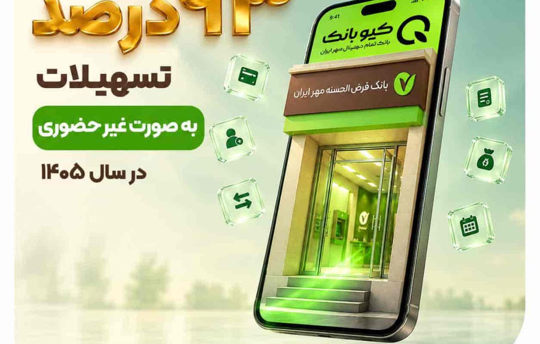 پرداخت ۹۳ درصد تسهیلات بانک مهر ایران بهصورت غیرحضوری در سال ۱۴۰۵